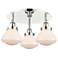 Olean 18.25"W 3 Light Polished Nickel Flush Mount w/ White Shade