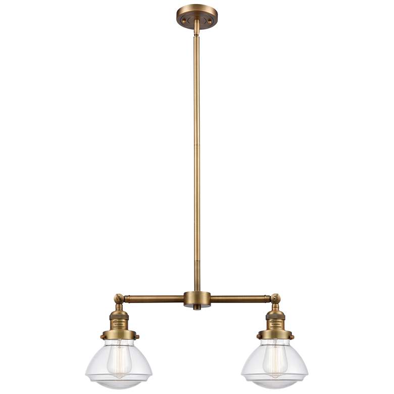 Image 1 Olean 21.75" Wide 2 Light Brushed Brass Island Light w/ Clear Shade