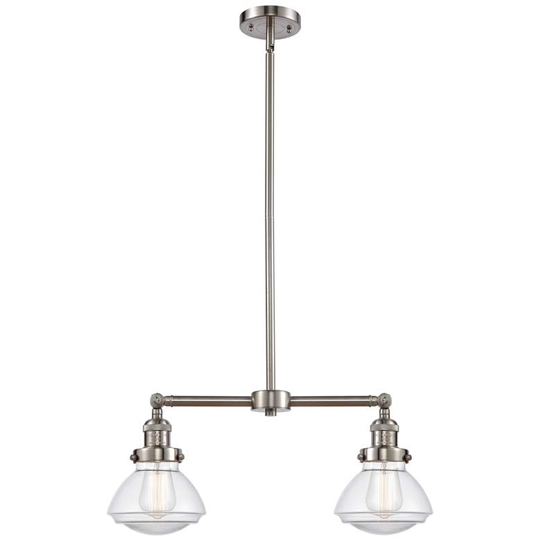 Image 1 Olean 21.75" Wide 2 Light Brushed Satin Nickel Island Light w/ Clear S