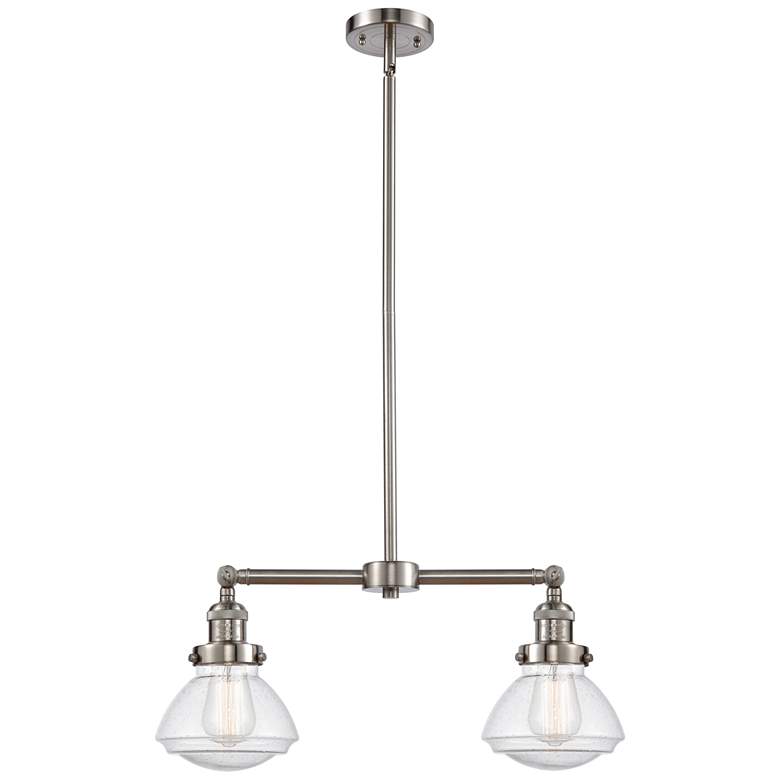 Image 1 Olean 21.75" Wide 2 Light Brushed Satin Nickel Island Light w/ Seedy S