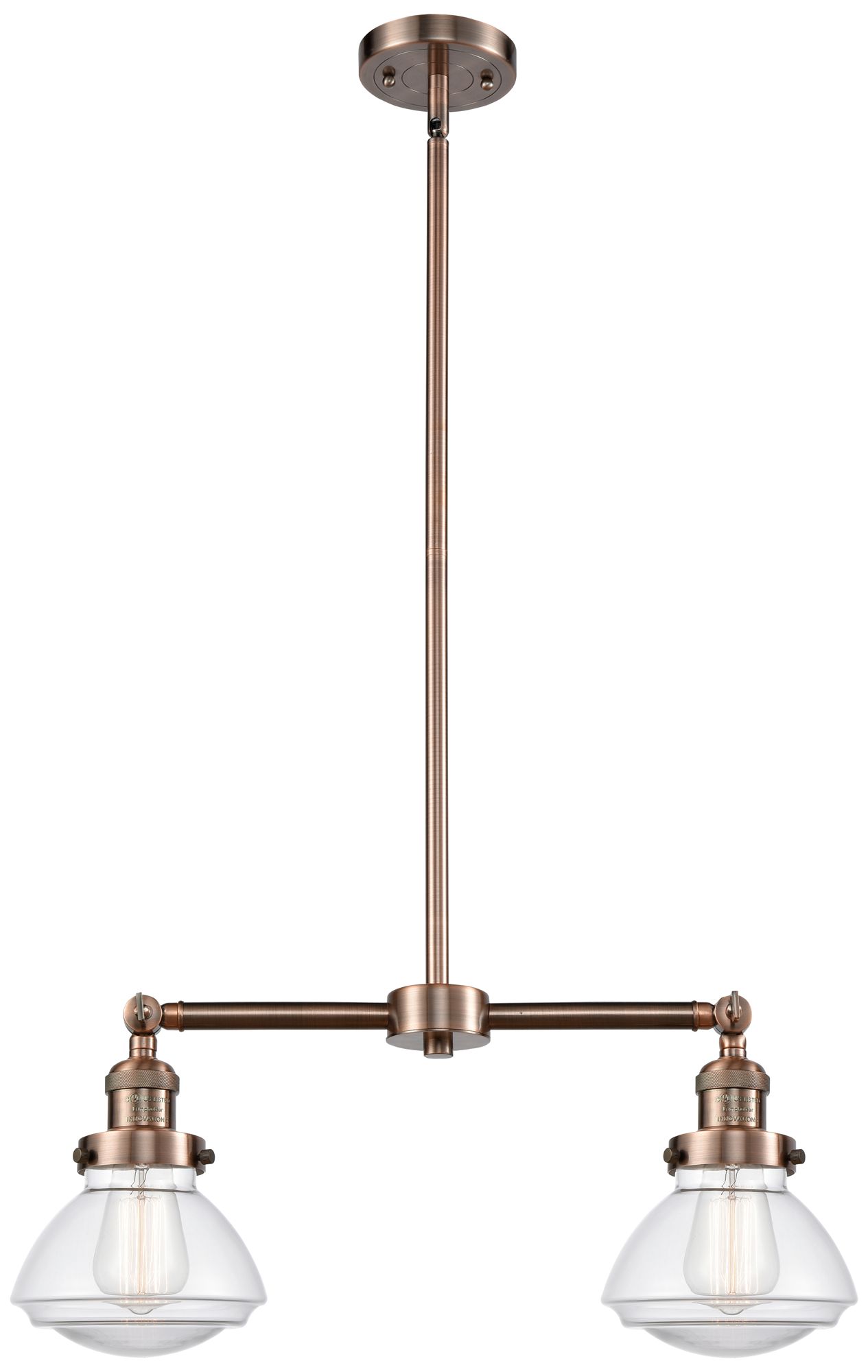 Olean 21.75" Wide 2 Light Copper Island Light w/ Clear Shade