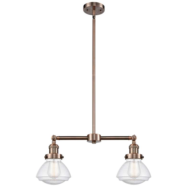 Image 1 Olean 21.75" Wide 2 Light Copper Island Light w/ Seedy Shade