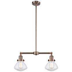 Olean 21.75" Wide 2 Light Copper Island Light w/ Seedy Shade