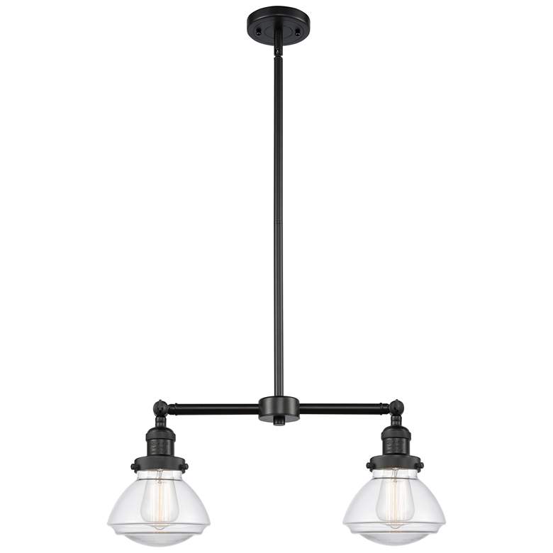 Image 1 Olean 21.75" Wide 2 Light Matte Black Island Light w/ Clear Shade
