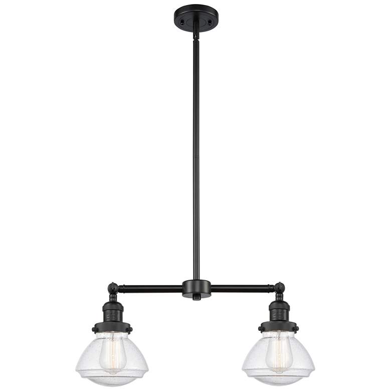 Image 1 Olean 21.75" Wide 2 Light Matte Black Island Light w/ Seedy Shade