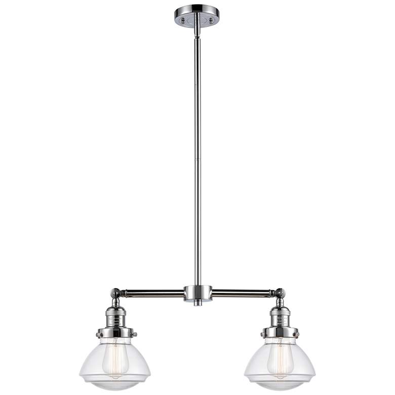 Image 1 Olean 21.75" Wide 2 Light Polished Chrome Island Light w/ Clear Shade