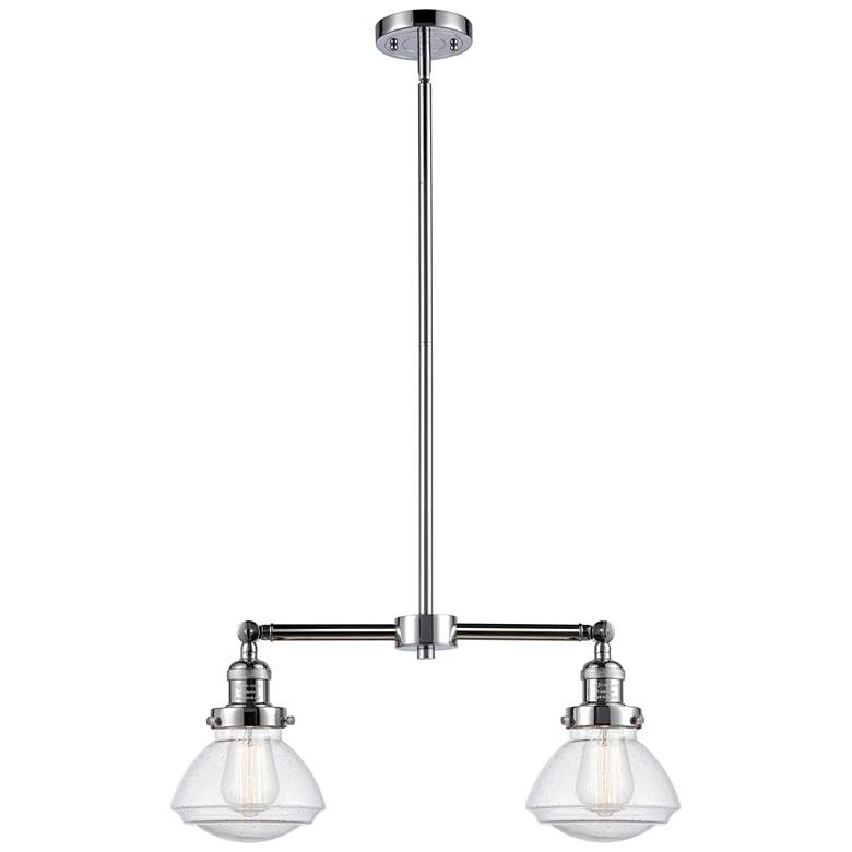 Image 1 Olean 21.75" Wide 2 Light Polished Chrome Island Light w/ Seedy Shade