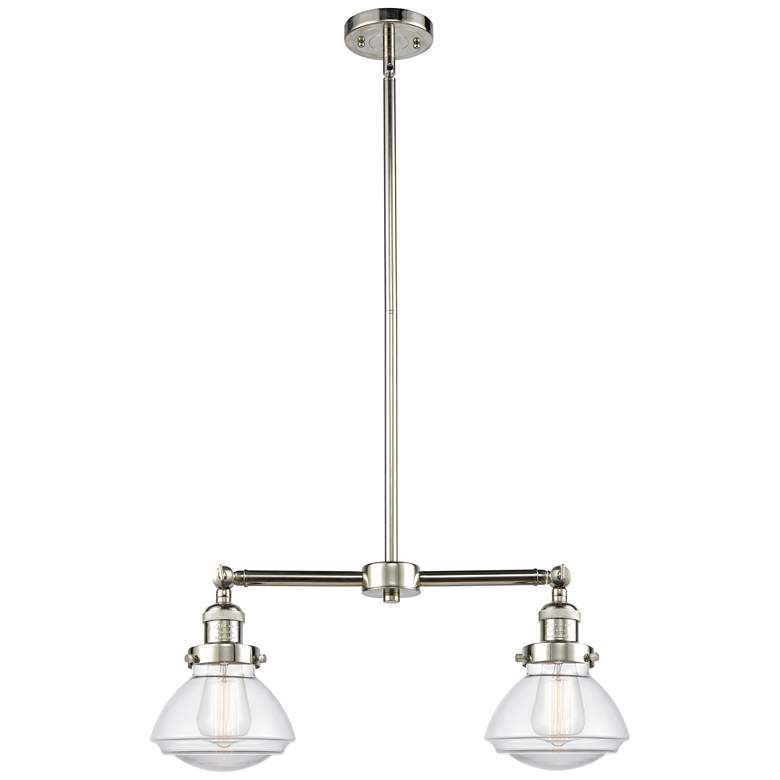 Image 1 Olean 21.75" Wide 2 Light Polished Nickel Island Light w/ Clear Shade