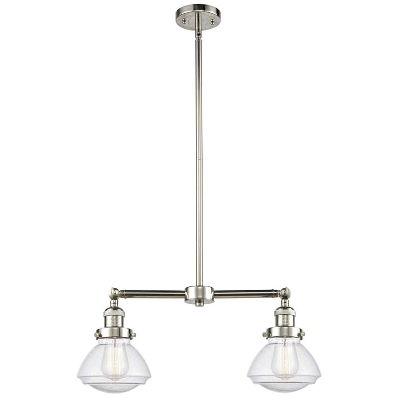 Image 1 Olean 21.75" Wide 2 Light Polished Nickel Island Light w/ Seedy Shade