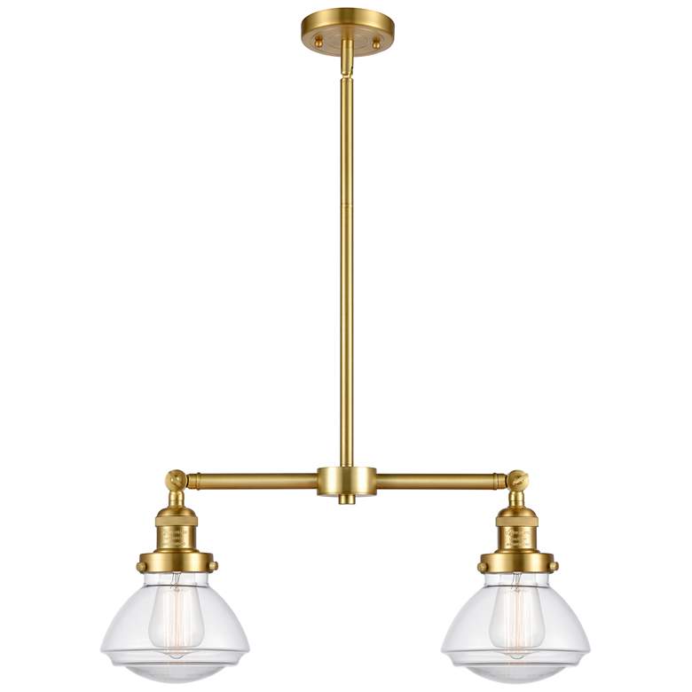 Image 1 Olean 21.75" Wide 2 Light Satin Gold Island Light w/ Clear Shade