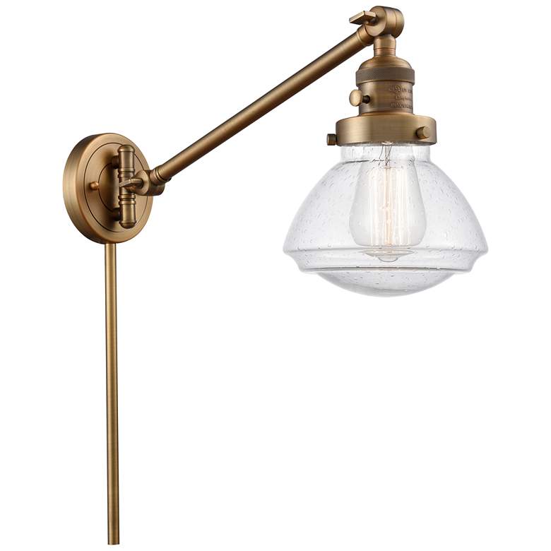 Image 1 Olean 22.38" High Brushed Brass Swing Arm w/ Seedy Shade