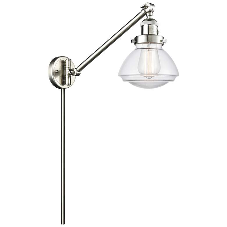 Image 1 Olean 22.38" High Brushed Satin Nickel Swing Arm w/ Clear Shade