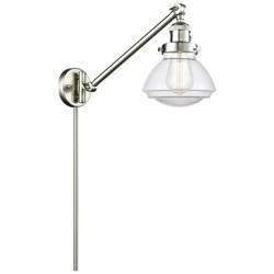 Olean 22.38" High Brushed Satin Nickel Swing Arm w/ Clear Shade