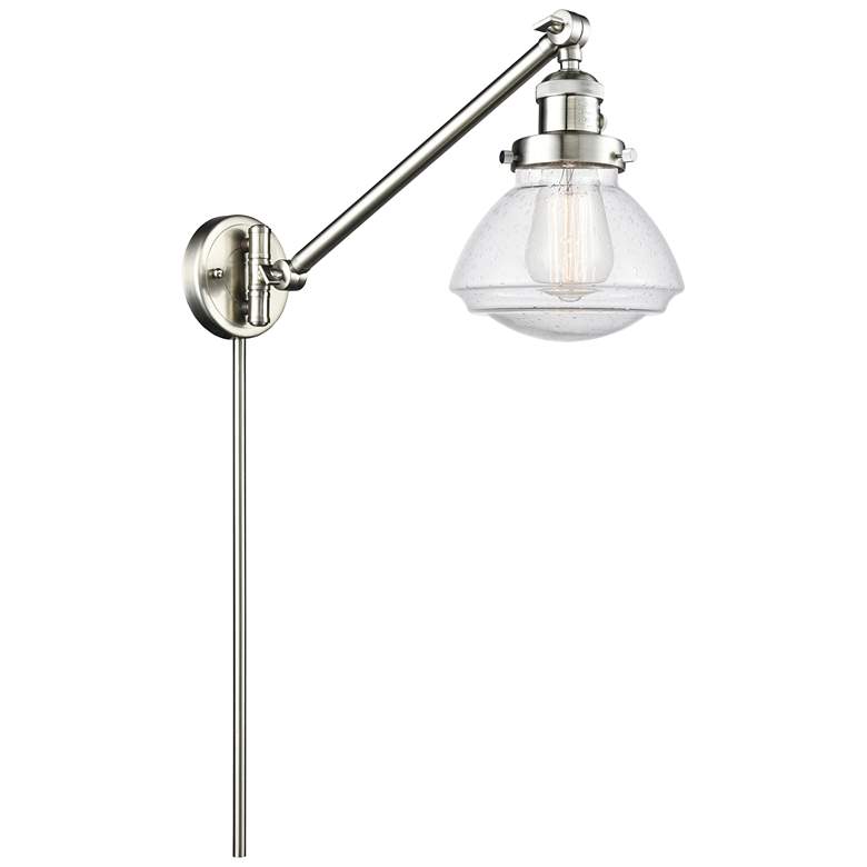 Image 1 Olean 22.38" High Brushed Satin Nickel Swing Arm w/ Seedy Shade