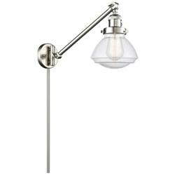 Olean 22.38" High Brushed Satin Nickel Swing Arm w/ Seedy Shade
