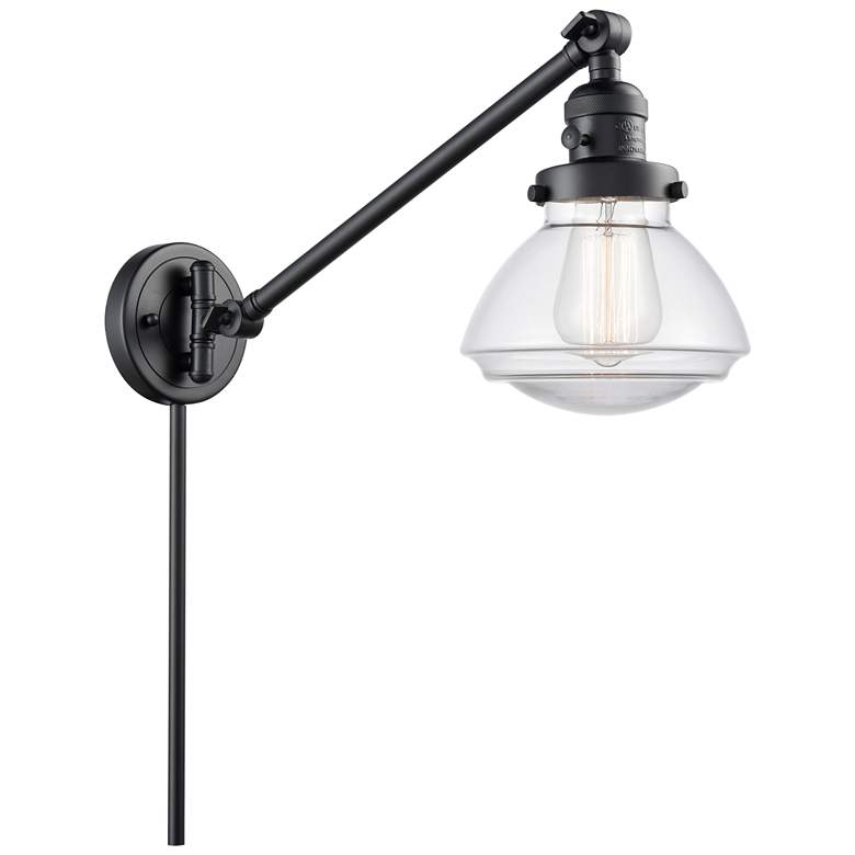 Image 1 Olean 22.38" High Matte Black Swing Arm w/ Clear Shade