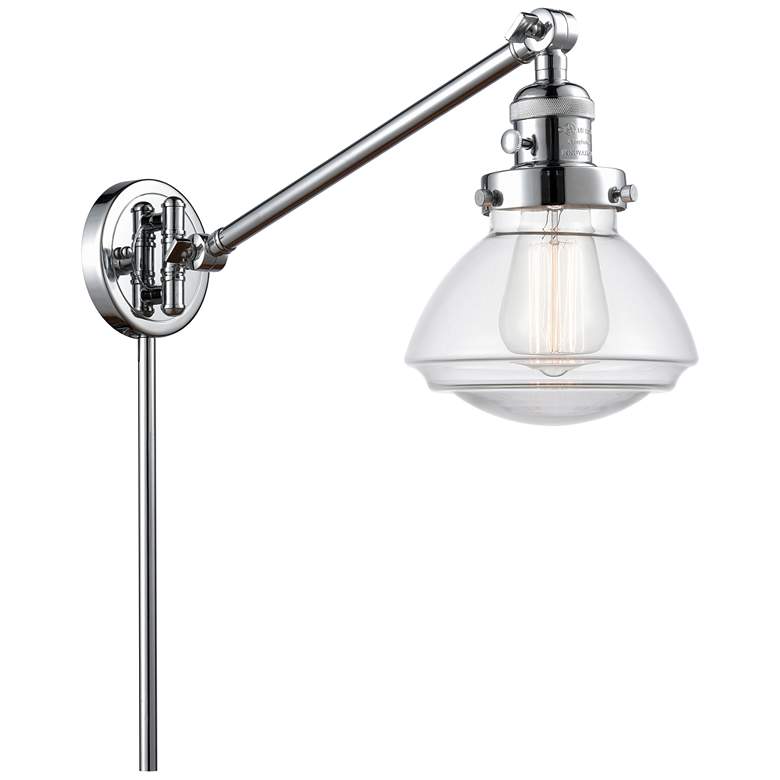 Image 1 Olean 22.38" High Polished Chrome Swing Arm w/ Clear Shade