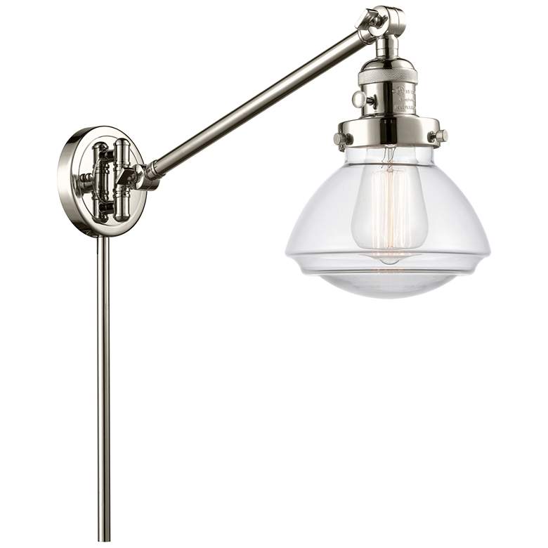 Image 1 Olean 22.38" High Polished Nickel Swing Arm w/ Clear Shade