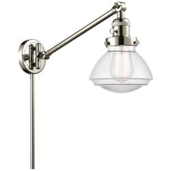 Olean 22.38" High Polished Nickel Swing Arm w/ Clear Shade