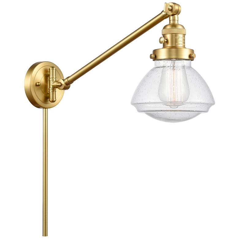 Image 1 Olean 22.38" High Satin Gold Swing Arm w/ Seedy Shade