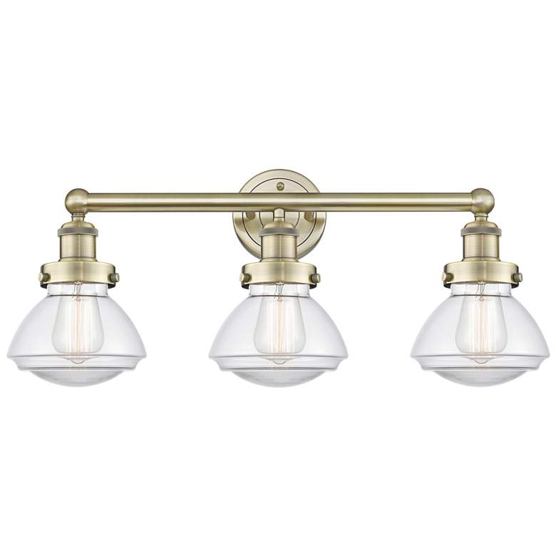 Image 1 Olean 24.5" Wide 3 Light Antique Brass Bath Vanity Light With Clear Sh