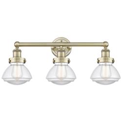 Olean 24.5" Wide 3 Light Antique Brass Bath Vanity Light With Clear Sh