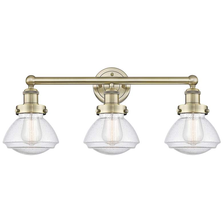 Image 1 Olean 24.5" Wide 3 Light Antique Brass Bath Vanity Light With Mercury