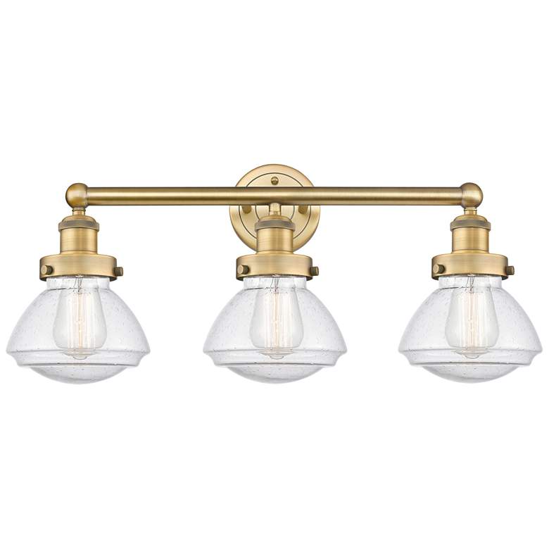 Image 1 Olean 24.5" Wide 3 Light Brushed Brass Bath Vanity Light With Mercury