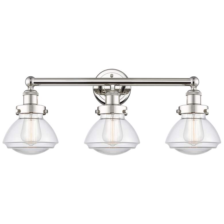 Image 1 Olean 24.5" Wide 3 Light Polished Nickel Bath Vanity Light With Clear