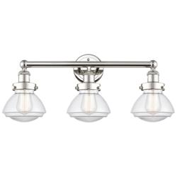 Olean 24.5&quot; Wide 3 Light Polished Nickel Bath Vanity Light With Clear