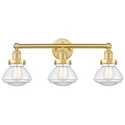 Olean 24.5&quot; Wide 3 Light Satin Gold Bath Vanity Light With Clear Shade