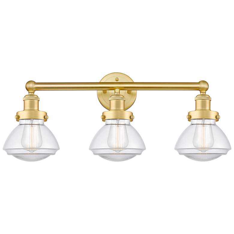 Image 1 Olean 24.5" Wide 3 Light Satin Gold Bath Vanity Light With Clear Shade