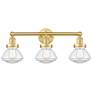Olean 24.5" Wide 3 Light Satin Gold Bath Vanity Light With Clear Shade