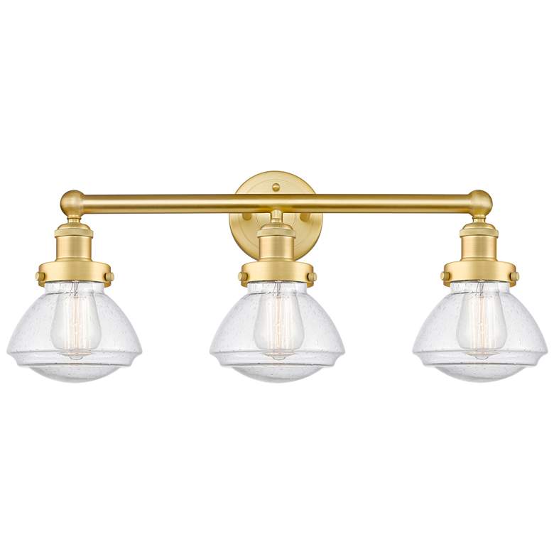 Image 1 Olean 24.5" Wide 3 Light Satin Gold Bath Vanity Light With Mercury Sha
