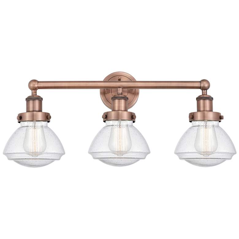Image 1 Olean 24.5"W 3 Light Antique Copper Bath Vanity Light With Mercury Sha