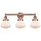 Olean 24.5"W 3 Light Antique Copper Bath Vanity Light With White Shade