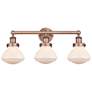 Olean 24.5"W 3 Light Antique Copper Bath Vanity Light With White Shade