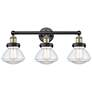 Olean 24.5"W 3 Light Black Antique Brass Bath Vanity Light With Clear
