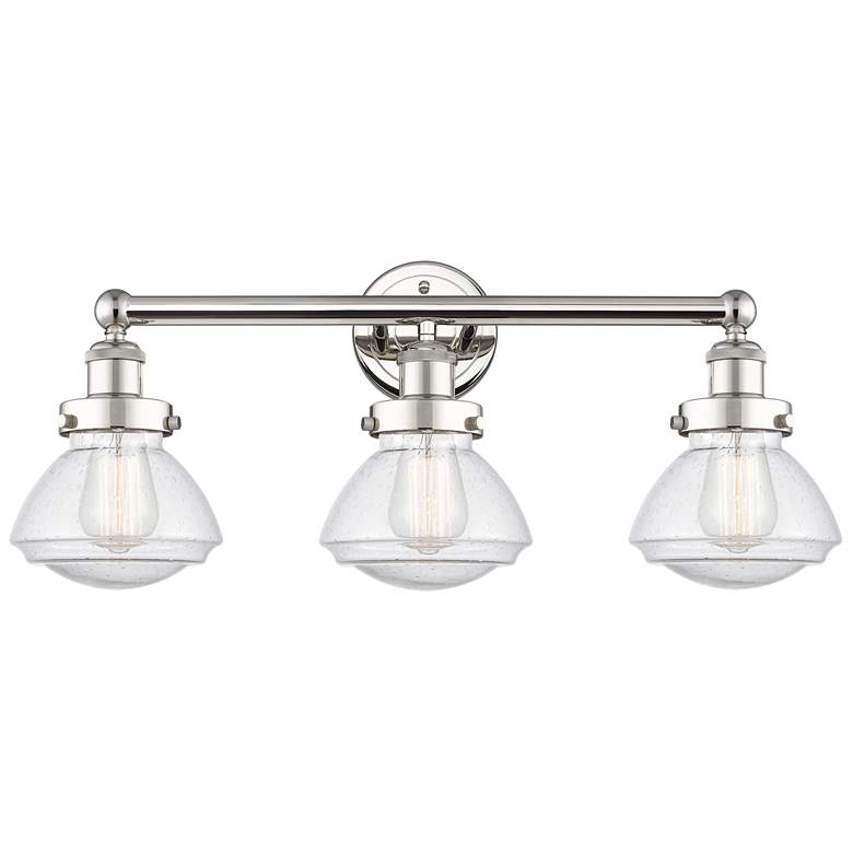 Image 1 Olean 24.5 inchW 3 Light Polished Nickel Bath Vanity Light With Mercury Sh