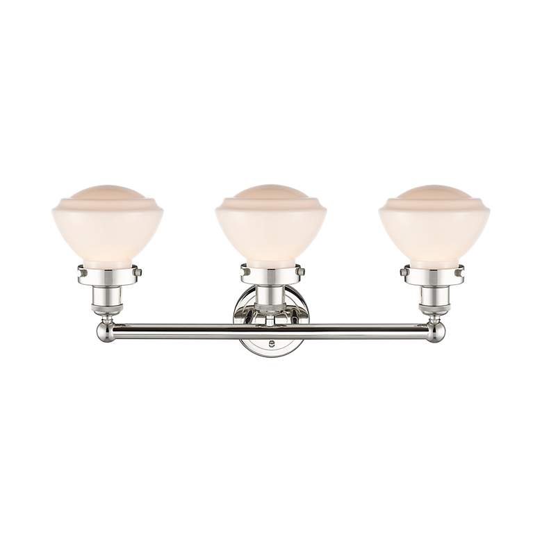 Image 2 Olean 24.5"W 3 Light Polished Nickel Bath Vanity Light With White Shad more views