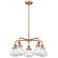 Olean 24.5"W 5 Light Antique Copper Stem Hung Chandelier w/ Clear Shad