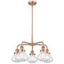 Olean 24.5"W 5 Light Antique Copper Stem Hung Chandelier w/ Clear Shad