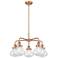 Olean 24.5"W 5 Light Antique Copper Stem Hung Chandelier w/ Seedy Shad