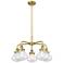 Olean 24.5"W 5 Light Brushed Brass Stem Hung Chandelier w/ Seedy Shade
