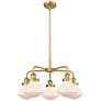 Olean 24.5"W 5 Light Brushed Brass Stem Hung Chandelier w/ White Shade