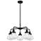 Olean 24.5"W 5 Light Matte Black Stem Hung Chandelier w/ Seedy Glass S