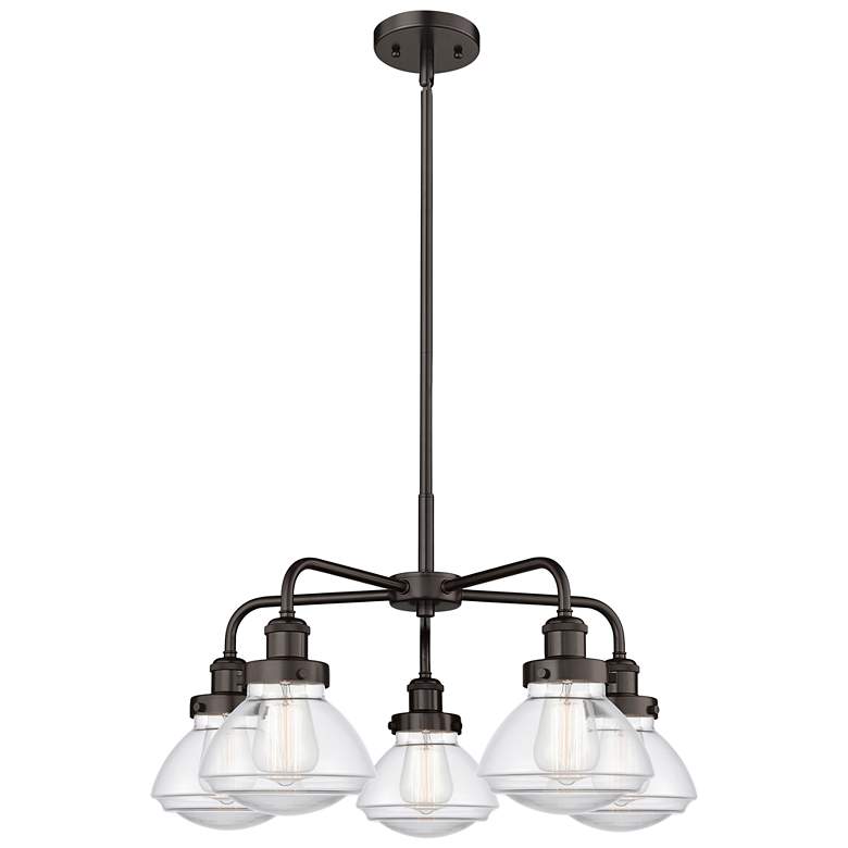 Image 1 Olean 24.5"W 5 Light Oil Rubbed Bronze Stem Hung Chandelier w/ Clear S