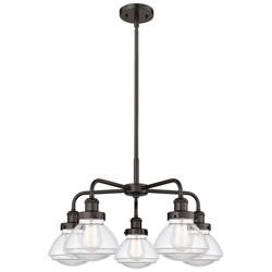 Olean 24.5"W 5 Light Oil Rubbed Bronze Stem Hung Chandelier w/ Clear S