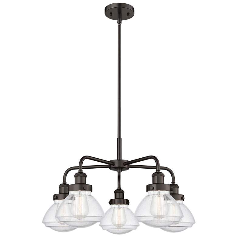Image 1 Olean 24.5"W 5 Light Oil Rubbed Bronze Stem Hung Chandelier w/ Seedy S