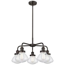 Olean 24.5"W 5 Light Oil Rubbed Bronze Stem Hung Chandelier w/ Seedy S